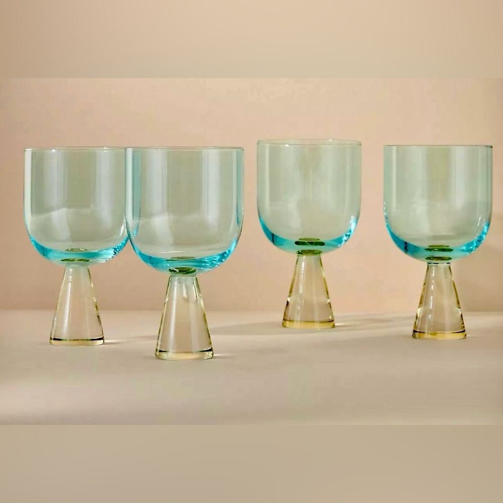 Anthropologie set of EIGHT Ramona wine glasses set of 8 NEW